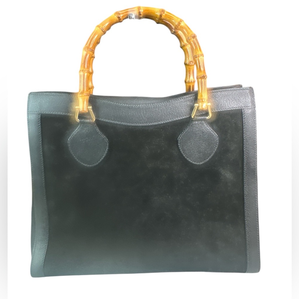 GUCCI Diana suede Leather Tote Bag with Bamboo Handles